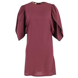 Stella Mc Cartney Stella McCartney Kleid mit Puffärmeln aus bordeauxroter Seide Rot Bordeaux