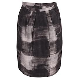 Max Mara-Max Mara Printed Pencil Skirt in Black and Grey Cotton -Other