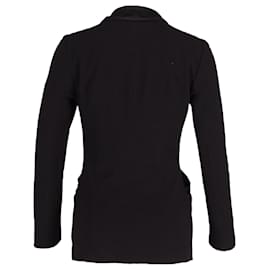 Donna Karan-Donna Karan Draped Front Jacket in Black Wool-Black