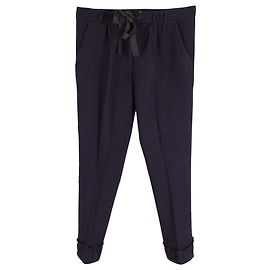 Nina Ricci Slim Fit Garterized Pants in Navy Blue Wool  Navy blue