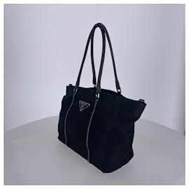 Prada-Black Nylon Prada Shoulder Bag-Black