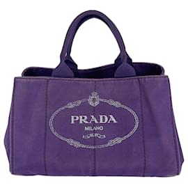 Prada-Purple Printed Canvas Canapa Tote-Purple