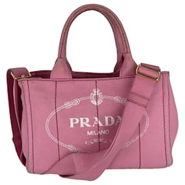 Prada-Pink Printed Canvas Canapa Tote-Pink