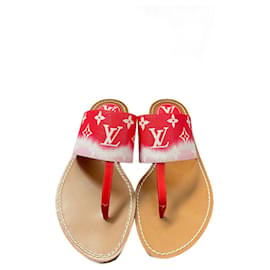 LOUIS VUITTON #65 Escal Starboard Line Wedge Sole Sandals 36.5 Red