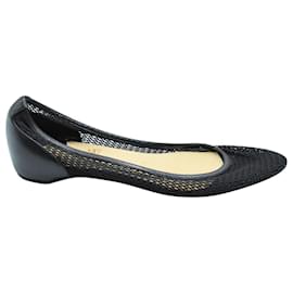 Christian Louboutin-Christian Louboutin Filomena Mesh Flats in Black Leather-Black