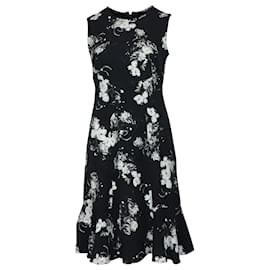 Erdem-Erdem Jana Floral Knee Length Dress in Black Crepe-Other