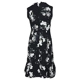 Erdem-Erdem Jana Floral Knee Length Dress in Black Crepe-Other