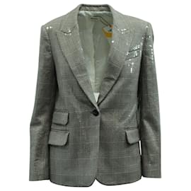 Zadig & Voltaire-Zadig & Voltaire Sequin Plaid Blazer in Grey Polyester-Grey