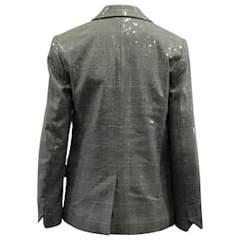 Zadig & Voltaire-Zadig & Voltaire Sequin Plaid Blazer in Grey Polyester-Grey