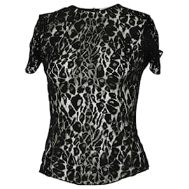 Nina Ricci-Nina Ricci Top de renda transparente em viscose preta-Preto