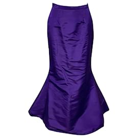 Oscar de la Renta-Oscar De La Renta Mermaid Skirt in Purple Silk-Purple