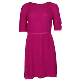 Nina Ricci-Nina Ricci Long Sleeve Knee Length Dress in Pink Silk-Pink