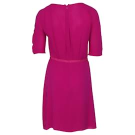 Nina Ricci-Nina Ricci Long Sleeve Knee Length Dress in Pink Silk-Pink