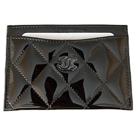 Chanel-So black patent leather Card Holder-Black
