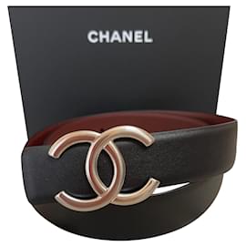 Chanel-Cintura in pelle reversibile classica con fibbia CC-Nero