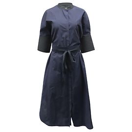 Robe chemise nouée à la taille Loewe en coton bleu marine Bleu Bleu Marine