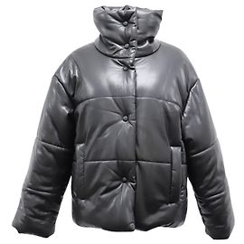 Nanushka Hide Vegan Leather Puffer Jacket in Black Polyester Black