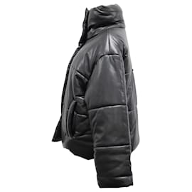 Nanushka-Nanushka Hide Vegan Leather Puffer Jacket in Black Polyester-Black