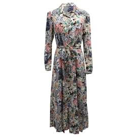 Autre Marque-Vestido Saloni Vanessa Midi Camisa em Seda com Estampa Floral-Outro