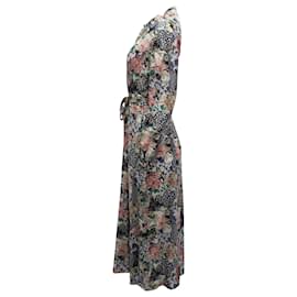 Autre Marque-Saloni Vanessa Robe chemise mi-longue en soie à imprimé floral-Autre