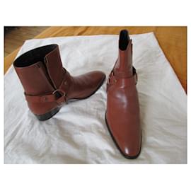 Saint Laurent-Wyatt Harness Boots, Pointure 46.-Brown