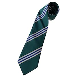 Autre Marque-Corbata Gilles de Prince de seda tejida - Nuevo-Azul,Crema,Verde oscuro