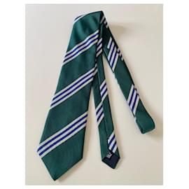 Autre Marque-Cravatta Gilles de Prince in seta intrecciata - Nuovo-Blu,Crema,Verde scuro