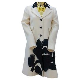#moschino#lana#parka#cappotto#nero#crema#38#m Crema Blu navy