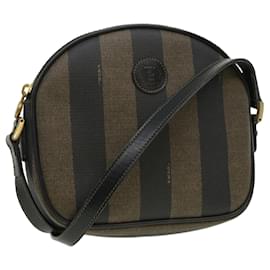 Fendi-FENDI Pecan Canvas Sac à bandoulière Marron Auth fm1646-Marron