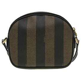 Fendi-FENDI Pecan Canvas Sac à bandoulière Marron Auth fm1646-Marron