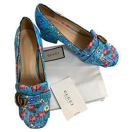 Gucci Heels Blue Leather 39 Blue