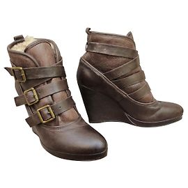 Maje leather ankle boots dark brown 37 Dark brown