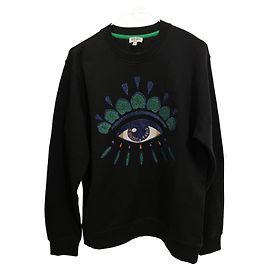 Sweatshirt Kenzo noir en coton avec logo brodé Noir