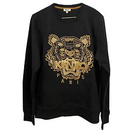 Sweatshirt Kenzo noir en coton avec logo brodé Noir