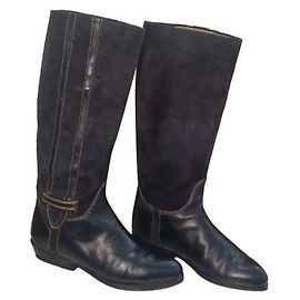 Autre Marque Botas de camurça e couro azul marinho Azul marinho