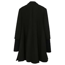 Dior-Christian Dior prima dell'autunno 2015 Cappotto svasato in lana nera con polsini in maglia-Nero