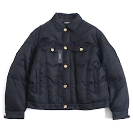*Versace Medusa button attached down jacket Black