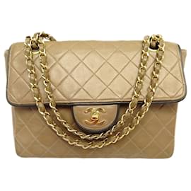 Chanel-VINTAGE CHANEL HANDBAG WITH CLASSIC TIMELESS FLAP CUIR MATELASSE PURSE-Brown
