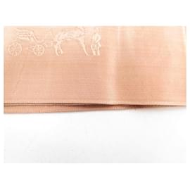 Hermès-VINTAGE HERMES SCARF FOULARD CALECHES IN BEIGE SILK 110 CM + BOX SCARF-Beige