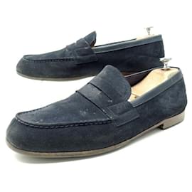 JM Weston-JM WESTON SHOES LE MOC MOCCASES 281 10C 44 BLUE SUEDE SHOES LOAFERS-Blue