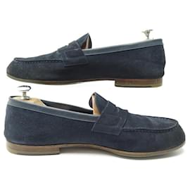 JM Weston-JM WESTON SHOES LE MOC MOCCASES 281 10C 44 BLUE SUEDE SHOES LOAFERS-Blue