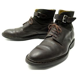 CHAUSSURES BOTTINES HESCHUNG 9.5 43.5 DERBY A BOUCLES CUIR MARRON LOW BOOTS Marron