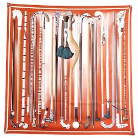 Hermès SCIARPA HERMES LES CANNES IN SETA QUADRATA ARANCIO 90 SCIARPA IN SETA CM + SCATOLA Arancione