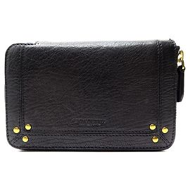 NEW JEROME DREYFUSS JULIEN WALLET IN BLACK GOAT LEATHER PURSE Black