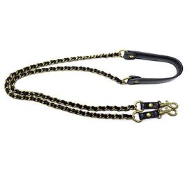 NEUF HANDLE BANDOULIERE JEROME DREYFUSS GOLD CHAIN BLACK LEATHER SHOULDER STRAP Black