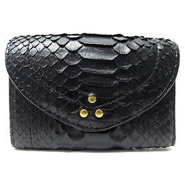 NEUF PORTEFEUILLE JEROME DREYFUSS HELMUT PM CUIR PYTHON NOIR PORTE MONNAIE Noir