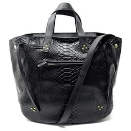 NEW JEROME DREYFUSS MARIUS HANDBAG 16313 Black python leather 2022 BAGS Black
