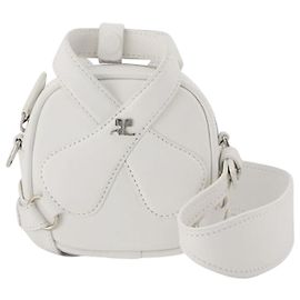 Courreges Mini X Loop Bag aus weißem Leder Weiß