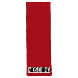 Moschino-Moschino Rib Knit Logo Scarf-Black