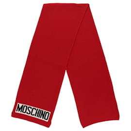 Moschino-Moschino Rib Knit Logo Scarf-Black